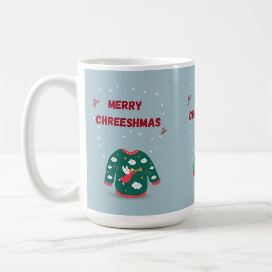 Frohe Weihnachten Ugly Sweater Angel Kaffeetasse (Links)