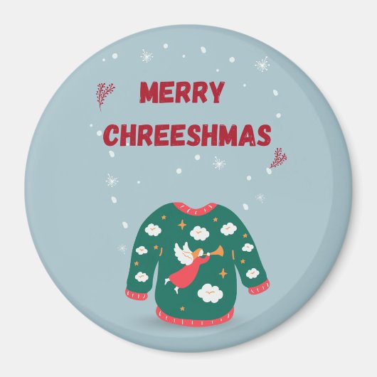 Frohe Weihnachten Ugly Sweater Angel Magnet (Vorne)