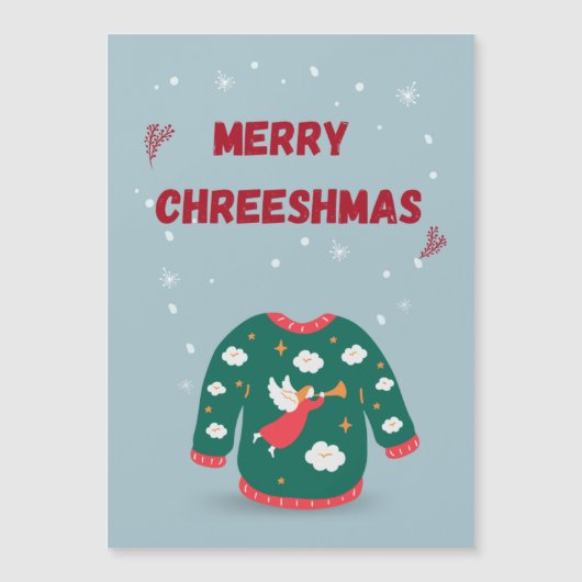 Frohe Weihnachten Ugly Sweater Angel Magnetkarte (Vorderseite)
