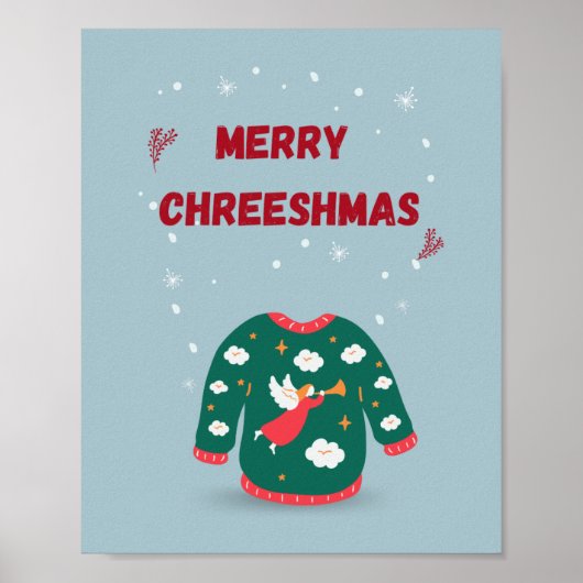Frohe Weihnachten Ugly Sweater Angel Poster (Vorne)