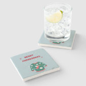 Frohe Weihnachten Ugly Sweater Angel Steinuntersetzer (Seitenansicht)