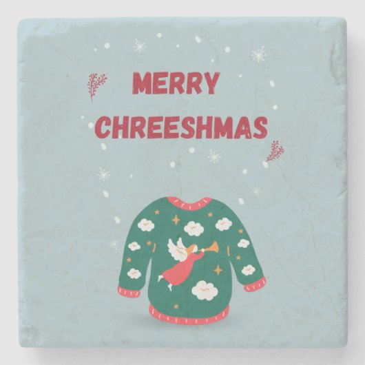 Frohe Weihnachten Ugly Sweater Angel Steinuntersetzer (Vorderseite)