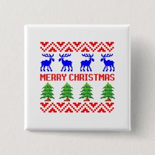 Frohe Weihnachten Ugly Sweater Button