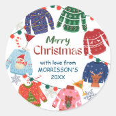 Frohe Weihnachten Ugly Sweater Party lustig Runder Aufkleber (Vorderseite)