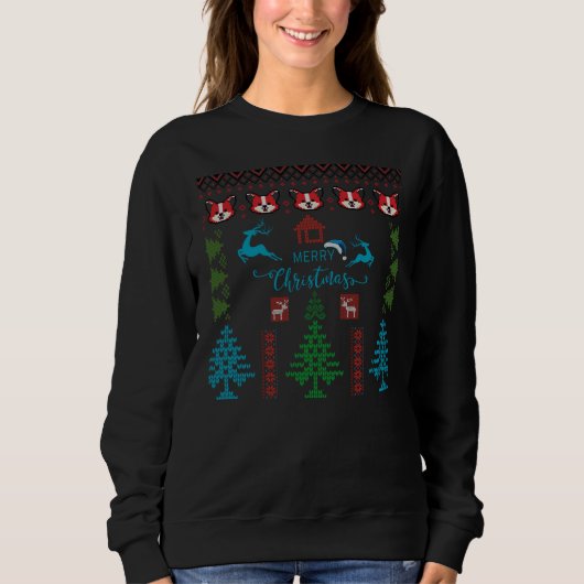 Frohe Weihnachten Ugly Sweater Pattern Urlaub Sweatshirt (Vorderseite)