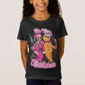 Frohe Weihnachten Ugly Sweater Skeleton Santa Ging T-Shirt (Vorderseite)