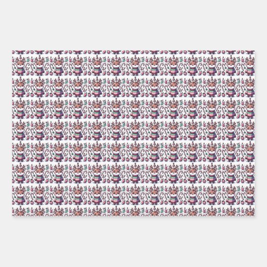 Frohe Weihnachten & Ugly Sweater wünscht Rentier Geschenkpapier Set (Vorderseite)