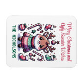 Frohe Weihnachten & Ugly Sweater wünscht Rentier Magnet (Horizontal)