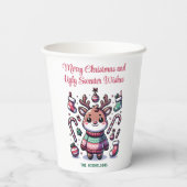 Frohe Weihnachten & Ugly Sweater wünscht Rentier Pappbecher (Rückseite)