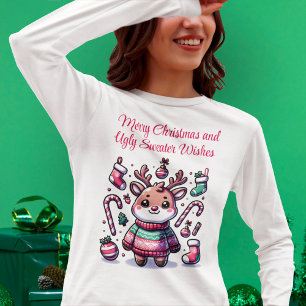 Frohe Weihnachten & Ugly Sweater wünscht Rentier T-Shirt