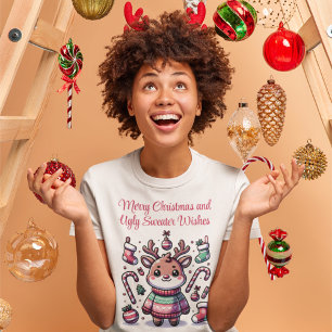 Frohe Weihnachten & Ugly Sweater wünscht Rentier T-Shirt