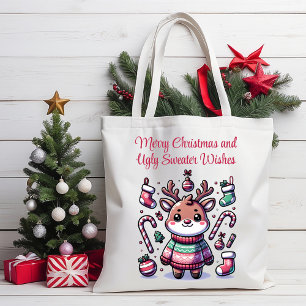 Frohe Weihnachten & Ugly Sweater wünscht Rentier Tasche