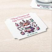 Frohe Weihnachten & Ugly Sweater wünscht Rentier Untersetzer (angewinkelt)