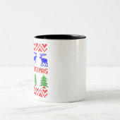 Frohe Weihnachten Ugly Sweater Zweifarbige Tasse (Mittel)