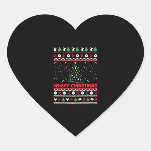 Frohe Weihnachten Ugly Weihnachtskraut Herz-Aufkleber (Vorderseite)