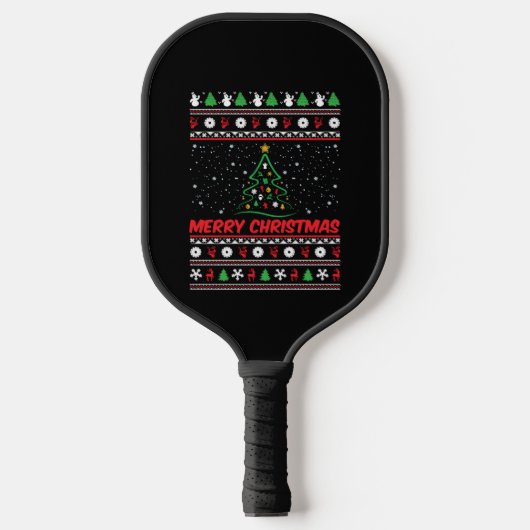 Frohe Weihnachten Ugly Weihnachtskraut Pickleball Schläger (Vorderseite)