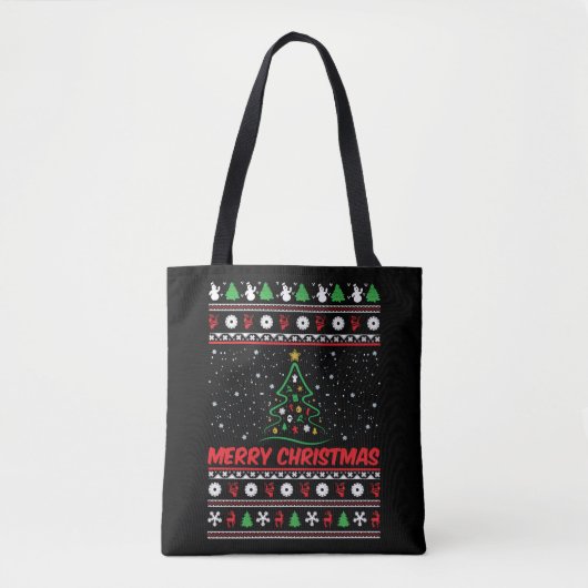Frohe Weihnachten Ugly Weihnachtskraut Tasche (Vorderseite)