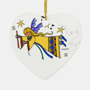 Frohe Weihnachten ukrainische Volkskunst Angel Keramikornament