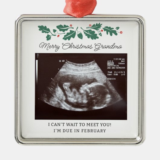 Frohe Weihnachten Ultrasound Schwangerschaft Scan Ornament Aus Metall (Vorne)
