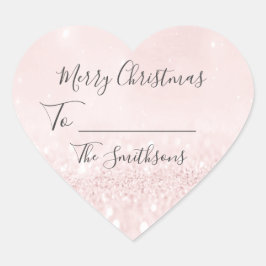 Frohe Weihnachten, um rosa Herzpastel zu nennen Herz-Aufkleber