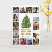 Frohe Weihnachten und 16. Glückwunsch zum Geburtst Karte (Gelbe Blume)