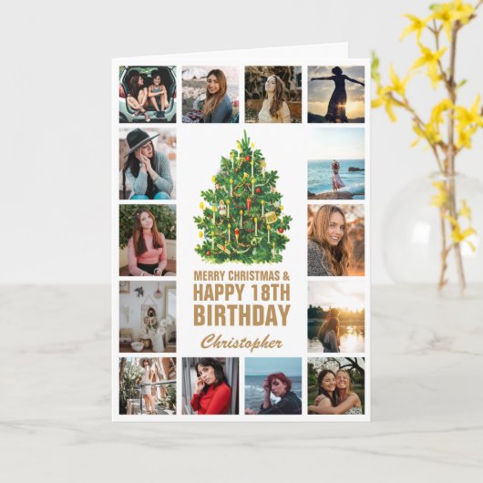 Frohe Weihnachten und 18. Glückwunsch zum Geburtst Karte (Gelbe Blume)