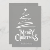 Frohe Weihnachten und Baum Graue Weihnachtskarte (Vorne/Hinten)