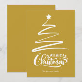 Frohe Weihnachten und Bäume goldene Weihnachtskart (Vorne/Hinten)