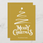 Frohe Weihnachten und Bäume goldene Weihnachtskart (Vorne/Hinten)