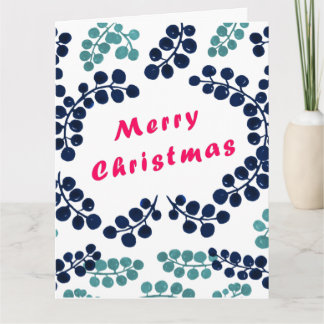 Frohe Weihnachten und Berries geklappte Grußkarte Karte