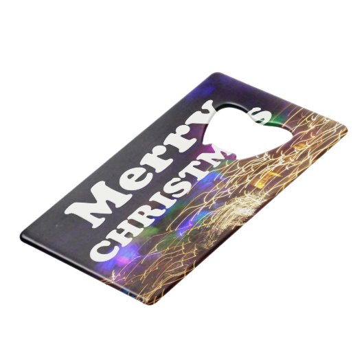 Frohe Weihnachten und ein glücklicher Neujahrsgruß Geldbeutel Flaschenöffner (Vorderseite Schrägansicht)