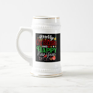 Frohe Weihnachten und ein glückliches neues Jahr-6 Bierglas