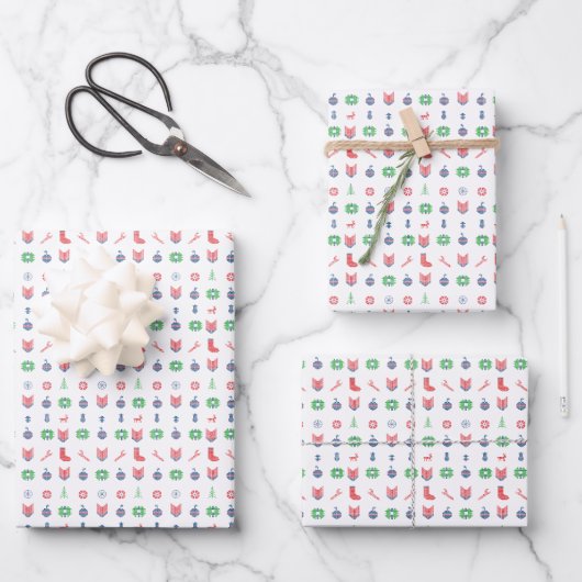 Frohe Weihnachten und ein glückliches Neues Jahr! Geschenkpapier Set (Vorderseite)