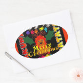 Frohe Weihnachten und ein glückliches neues Jahr Ovaler Aufkleber (Umschlag)