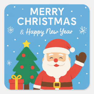 Frohe Weihnachten und ein glückliches neues Jahr - Quadratischer Aufkleber