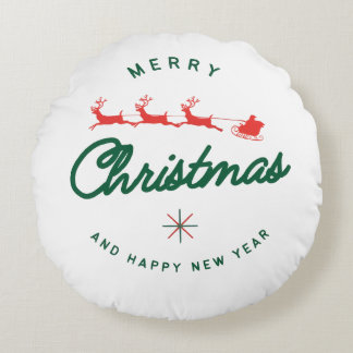 Frohe Weihnachten und ein glückliches neues Jahr Rundes Kissen