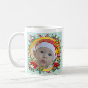 Frohe Weihnachten und ein glückliches neues Jahr v Kaffeetasse