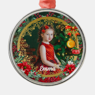 Frohe Weihnachten und ein glückliches neues Jahr v Ornament Aus Metall