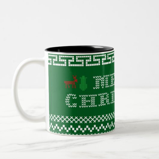 Frohe Weihnachten und ein glückliches neues Jahr! Zweifarbige Tasse (Links)