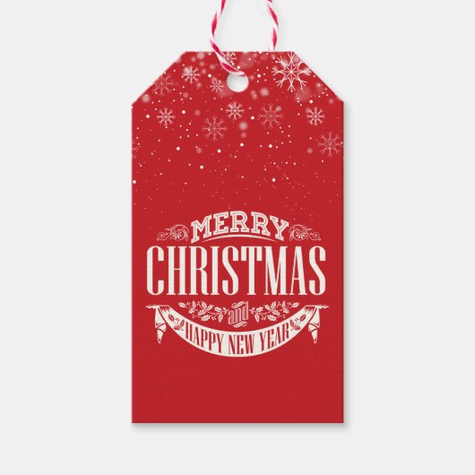 Frohe Weihnachten und ein glückliches Neujahr Schn Geschenkanhänger (Vorderseite)