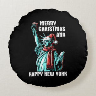 Frohe Weihnachten und ein glückliches New York - L Rundes Kissen