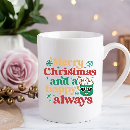 Frohe Weihnachten und ein Happy immer Kaffee Tasse