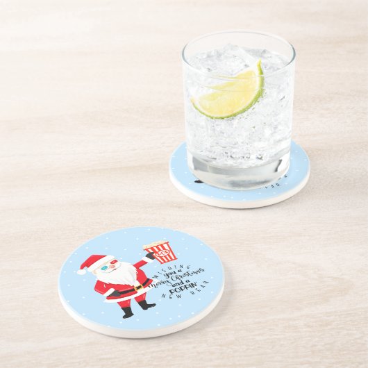 Frohe Weihnachten und ein Mohnjahr Popcorn Getränkeuntersetzer (Seite)