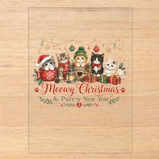 Frohe Weihnachten und ein schnurrbartiges Neues Ja Acryleinladungen
