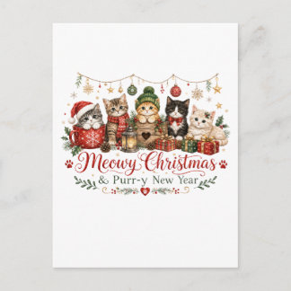 Frohe Weihnachten und ein schnurrbartiges Neues Ja Ankündigungspostkarte