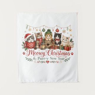 Frohe Weihnachten und ein schnurrbartiges neues Ja Wandteppich