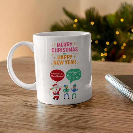Frohe Weihnachten und eine glückliche Neujahrsfeie Kaffeetasse