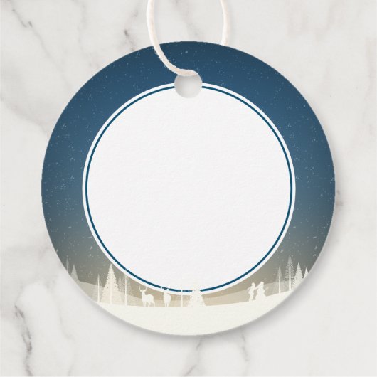 Frohe Weihnachten und eine glückliche Schneeszene Geschenkanhänger (Rückseite)