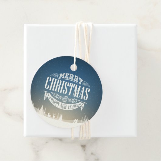 Frohe Weihnachten und eine glückliche Schneeszene Geschenkanhänger (Beispiel)