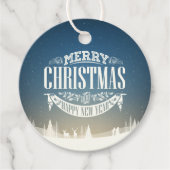 Frohe Weihnachten und eine glückliche Schneeszene Geschenkanhänger (Vorderseite)